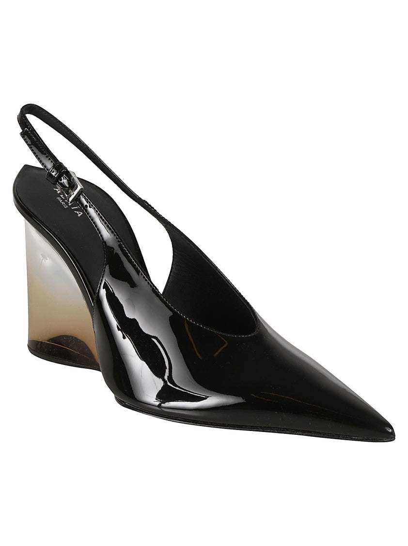 Alaïa Pointed-Toe Slingback Pumps With Translucent Wedge Heel