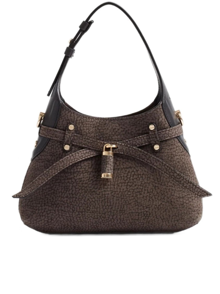 Borbonese Textured Pebbled Mini Hobo Bag With Gold-Tone Accents