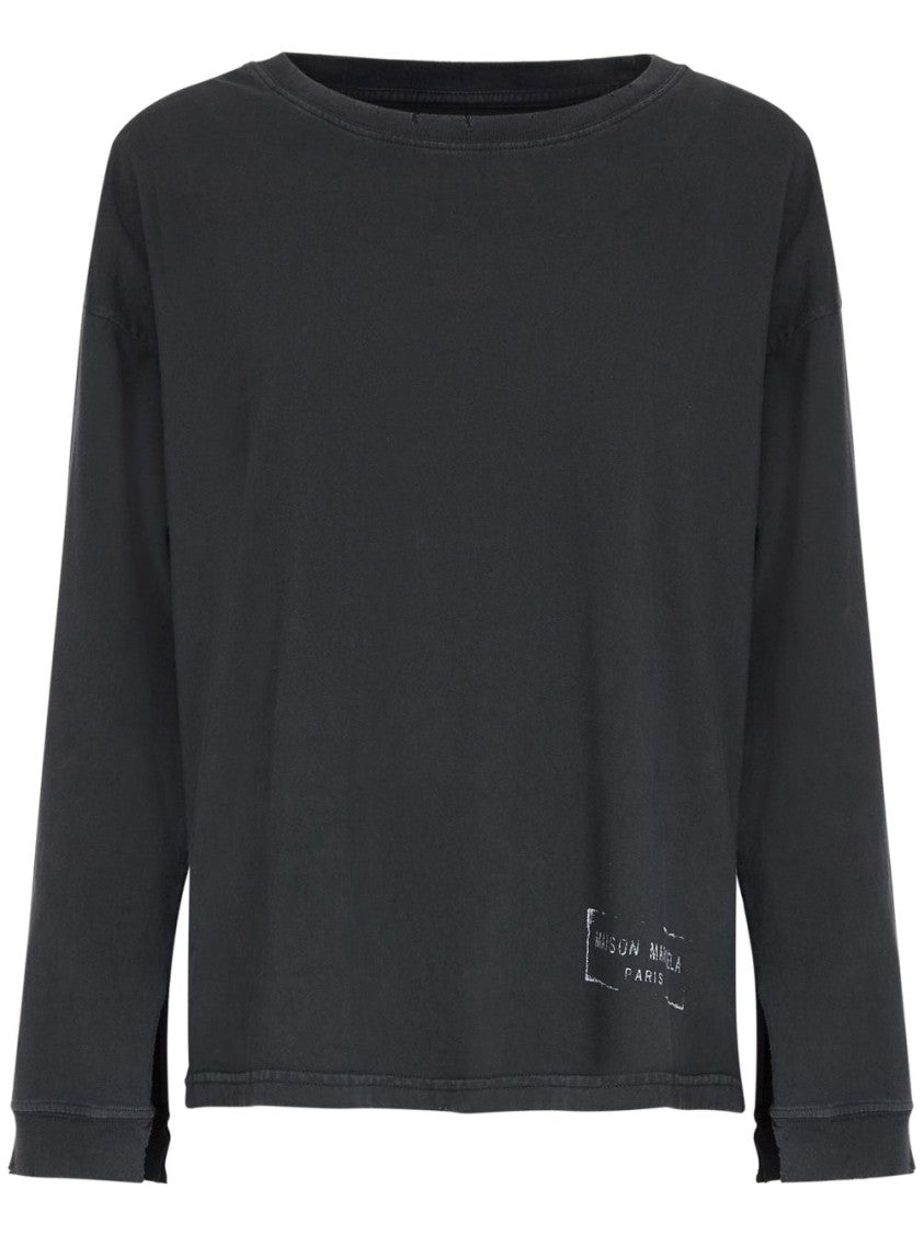 Maison Margiela Anthracite Grey Sweatshirt With Stamp Logo Print