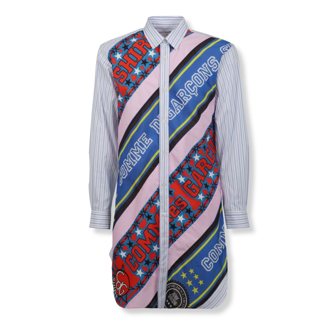 Comme Des Garçons Football Scarf Print Long Shirt