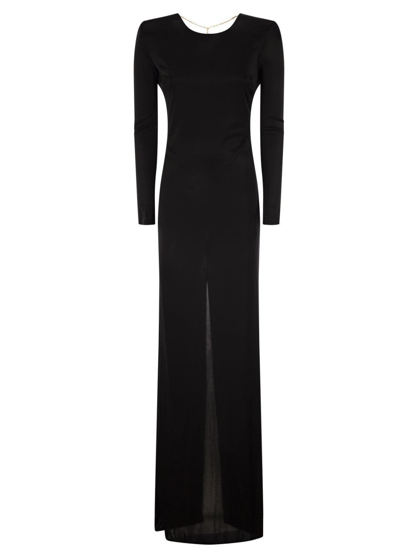 Elisabetta Franchi Red Carpet Dress In Shiny Viscose Jersey