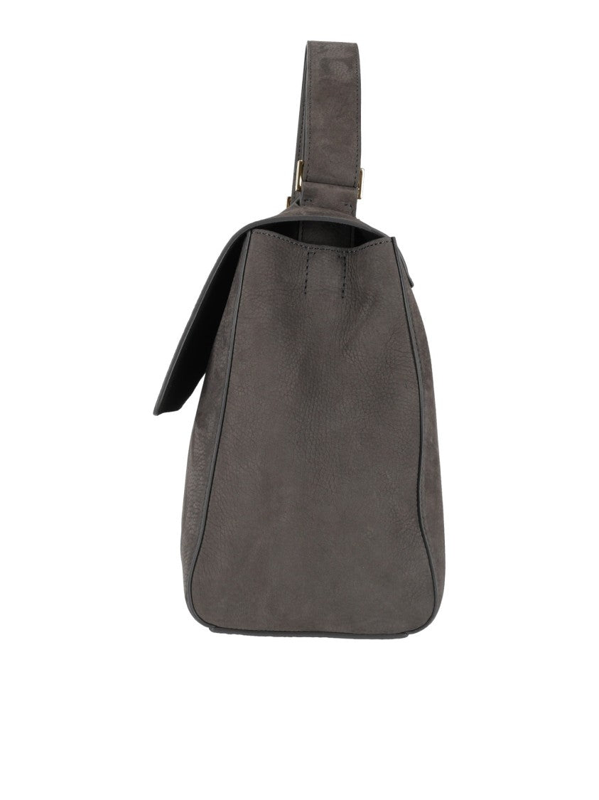 Claudio Orciani Nubuck Leather Medium Shoulder Bag With Flap Closure