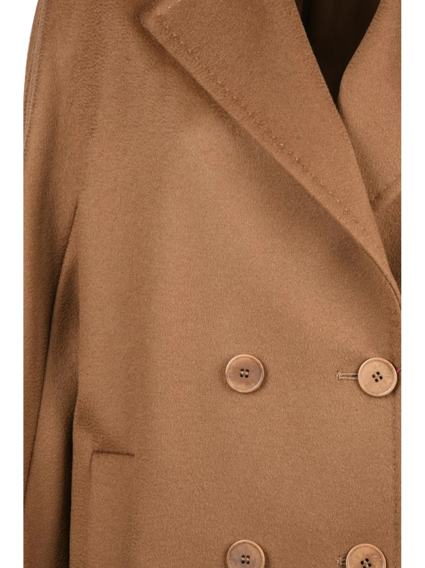 Max Mara Brown Virgin Wool Double-Breasted Agenda Coat