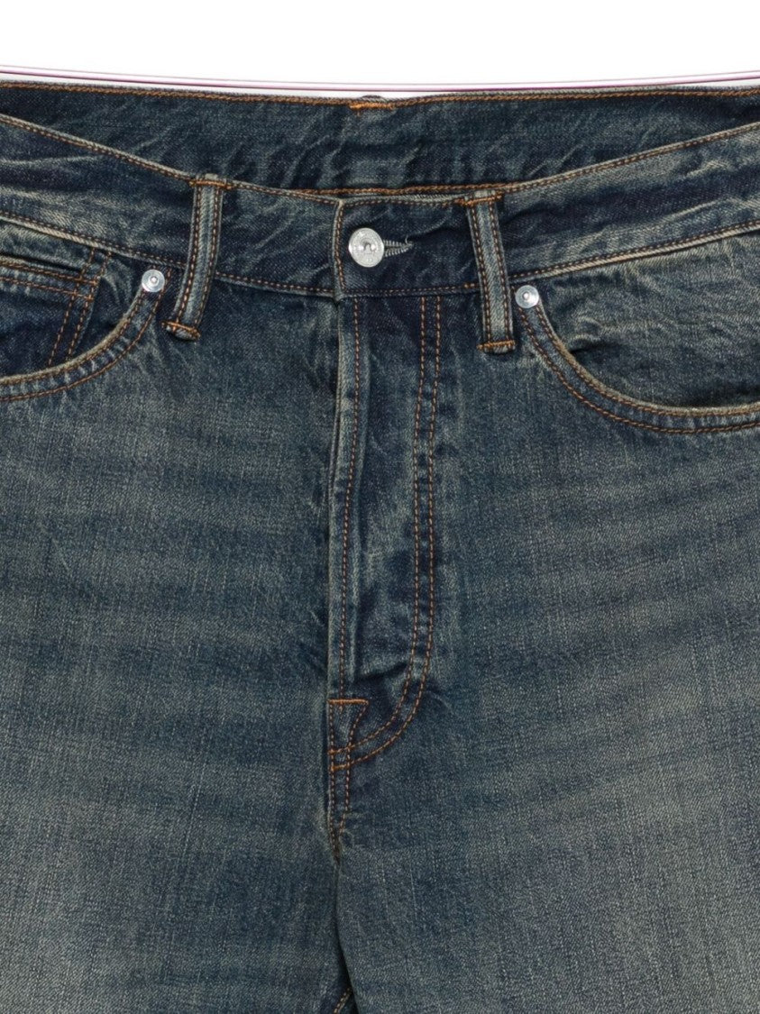 Nine In The Morning Faded Blue Straight-Leg Trousers With Rolled Cuffs