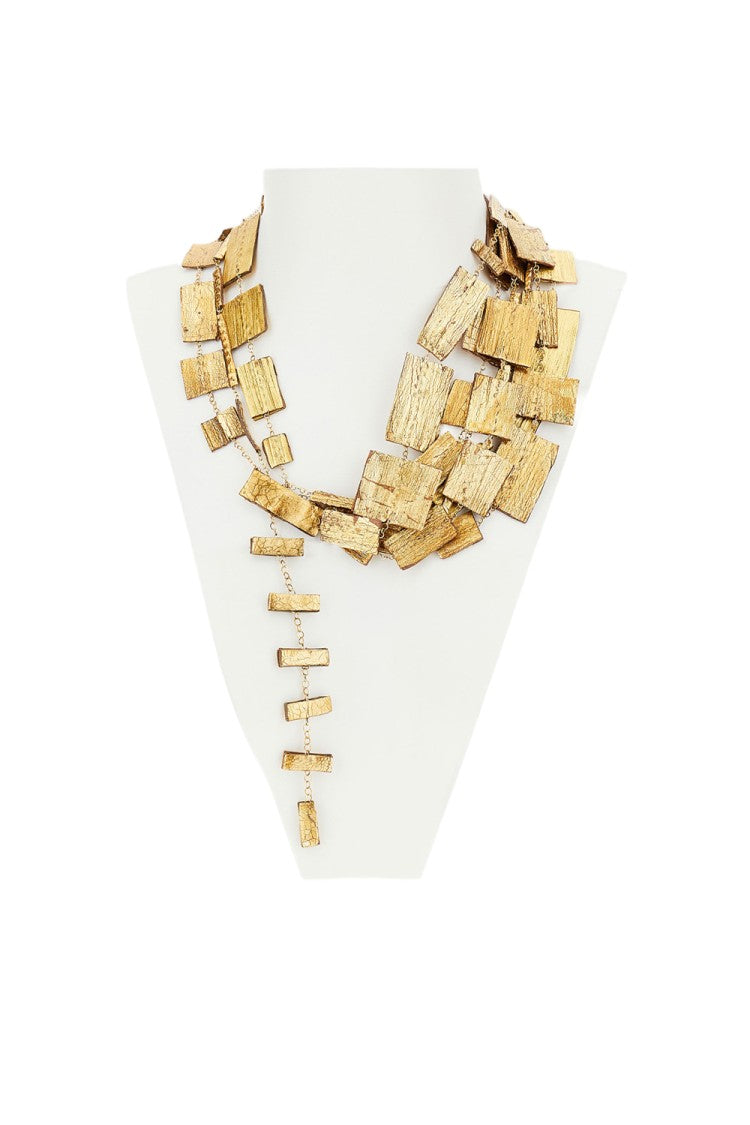 Gfw Layered Gold-Toned Rectangular Plate Necklace