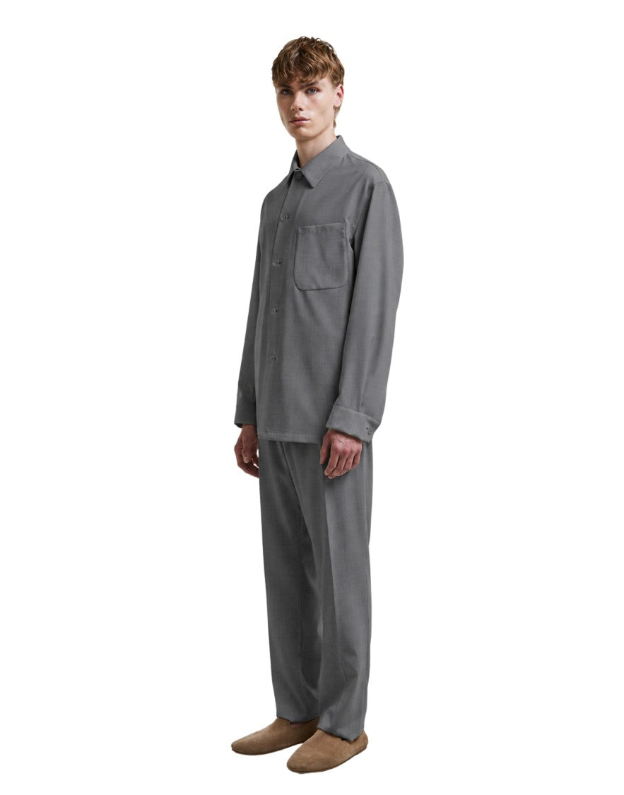 Hevo Lightweight Wool Blend Overshirt With Five-Button Closure