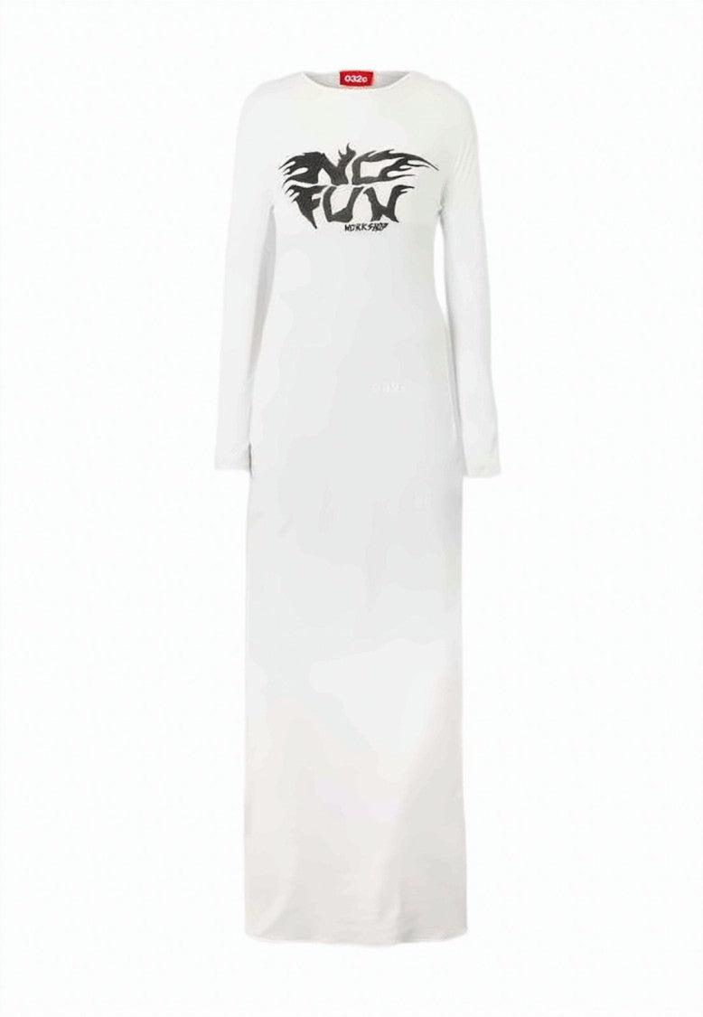 032C Long Straight-Cut Cotton Maxi Dress