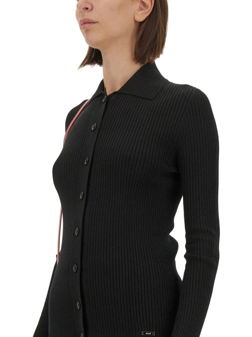 Kiton Black Ribbed Sweater With Classic Collar