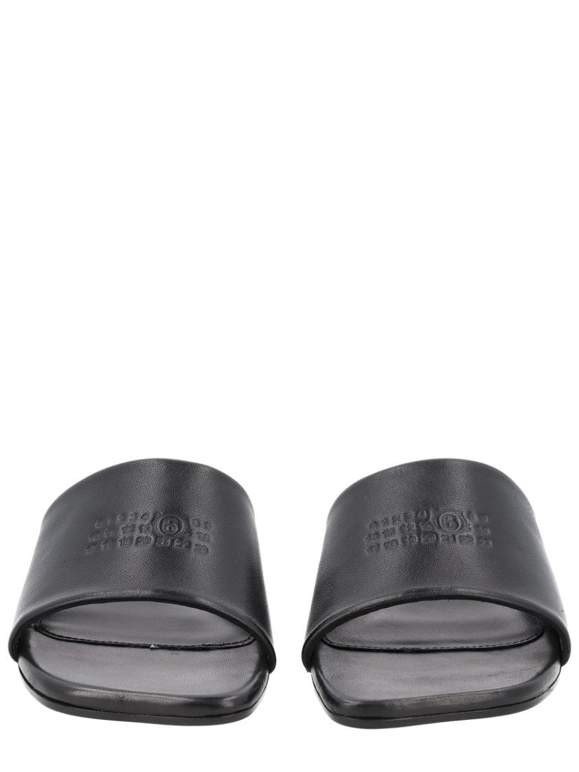 Mm6 By Maison Margiela Black Minimalist Embossed Leather Sandals