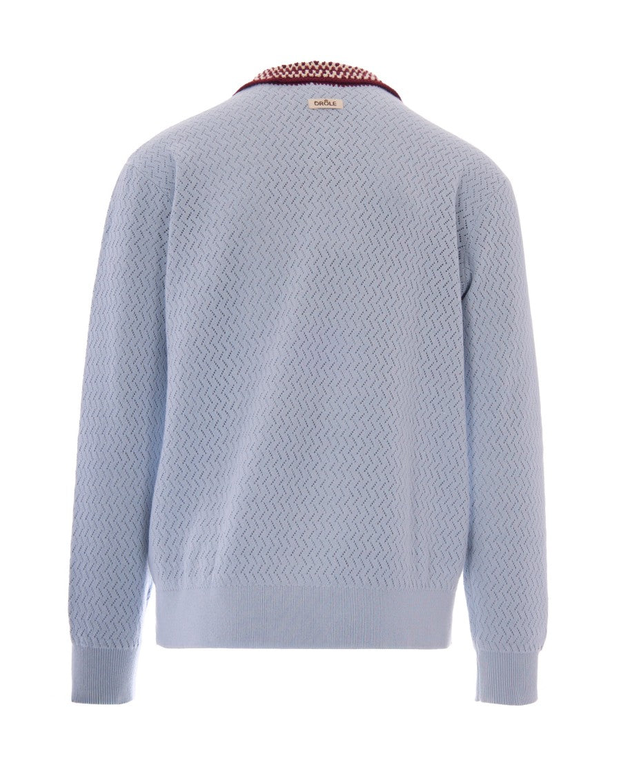 Drôle De Monsieur Textured Knit Polo Shirt With Contrasting Details