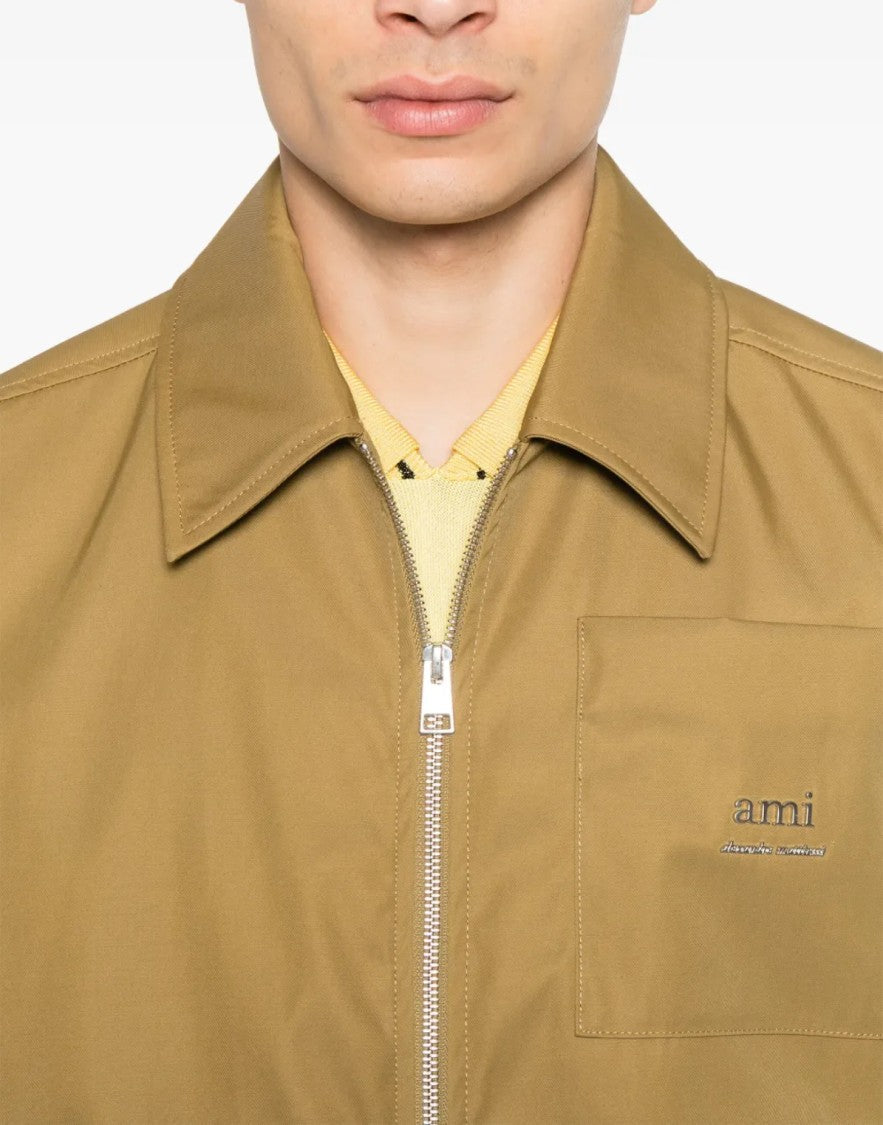 Ami Logo Plaque Twill Bomber Jacket