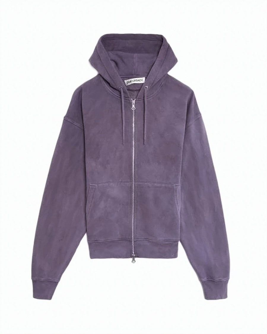 Our Legacy Suede-Texture Zip-Up Hoodie With Drawstring And Minimalist Design