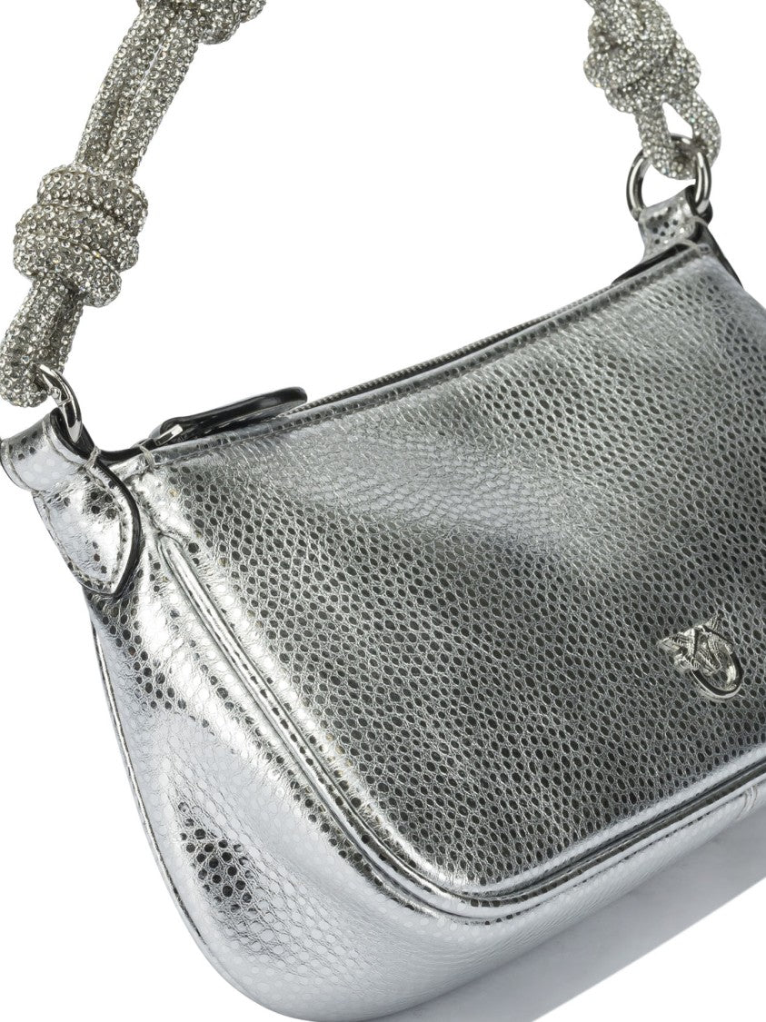 Pinko Silver Leather Handbag