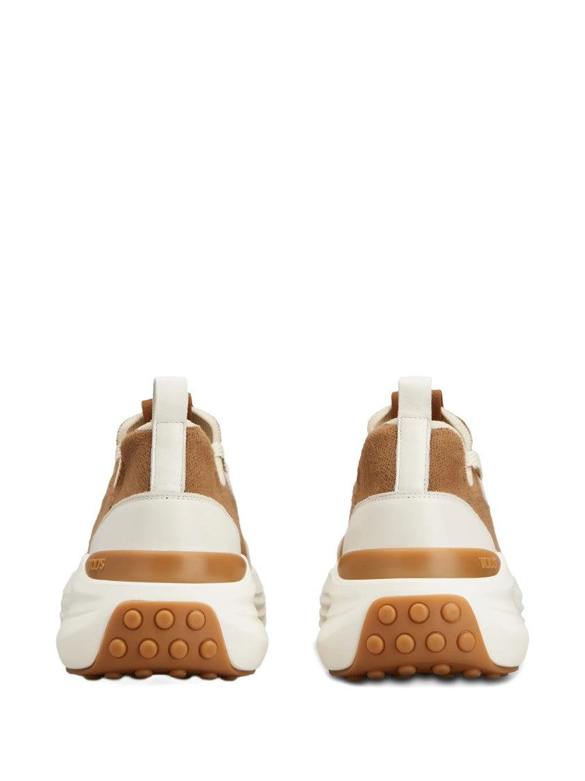 Tod's Brown Calzature Fabric Cream Accent Sneakers