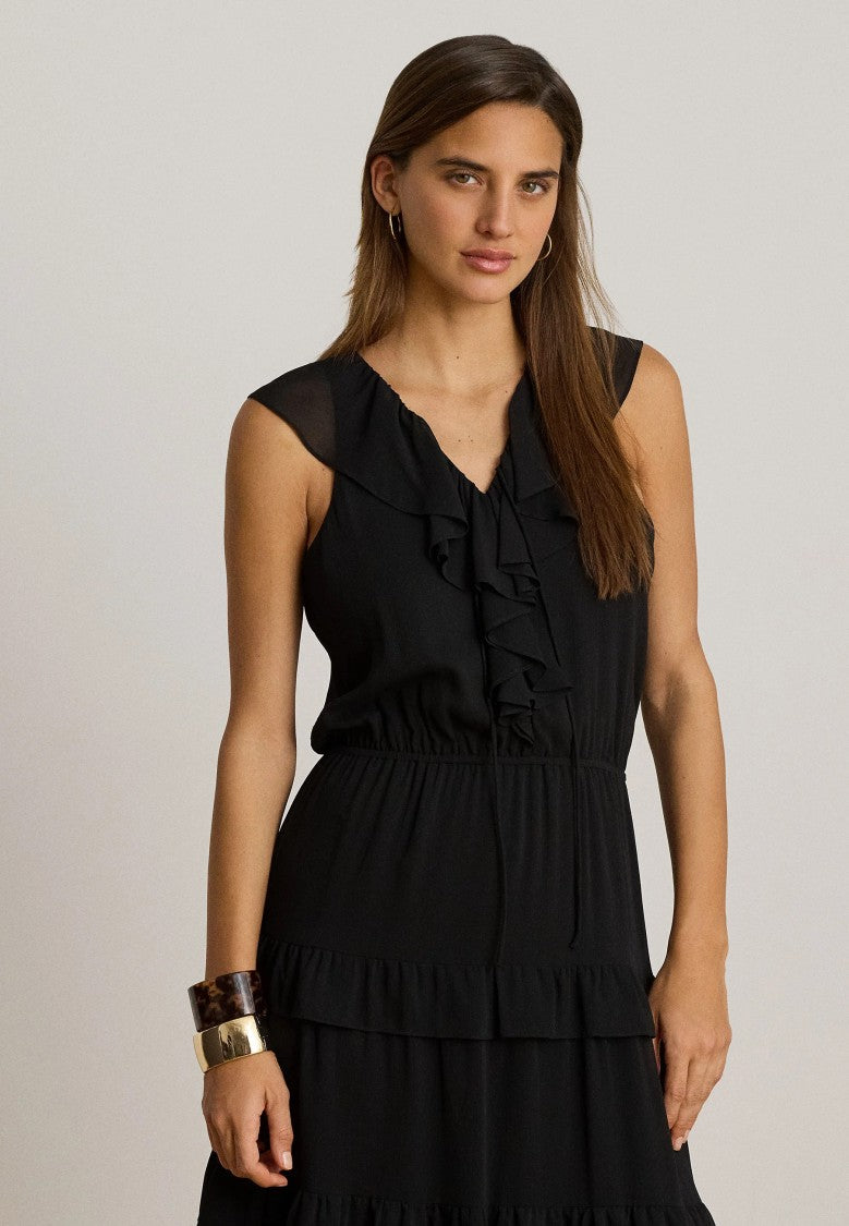 Lauren Ralph Lauren Sleeveless Ruffled Tiered Midi Dress