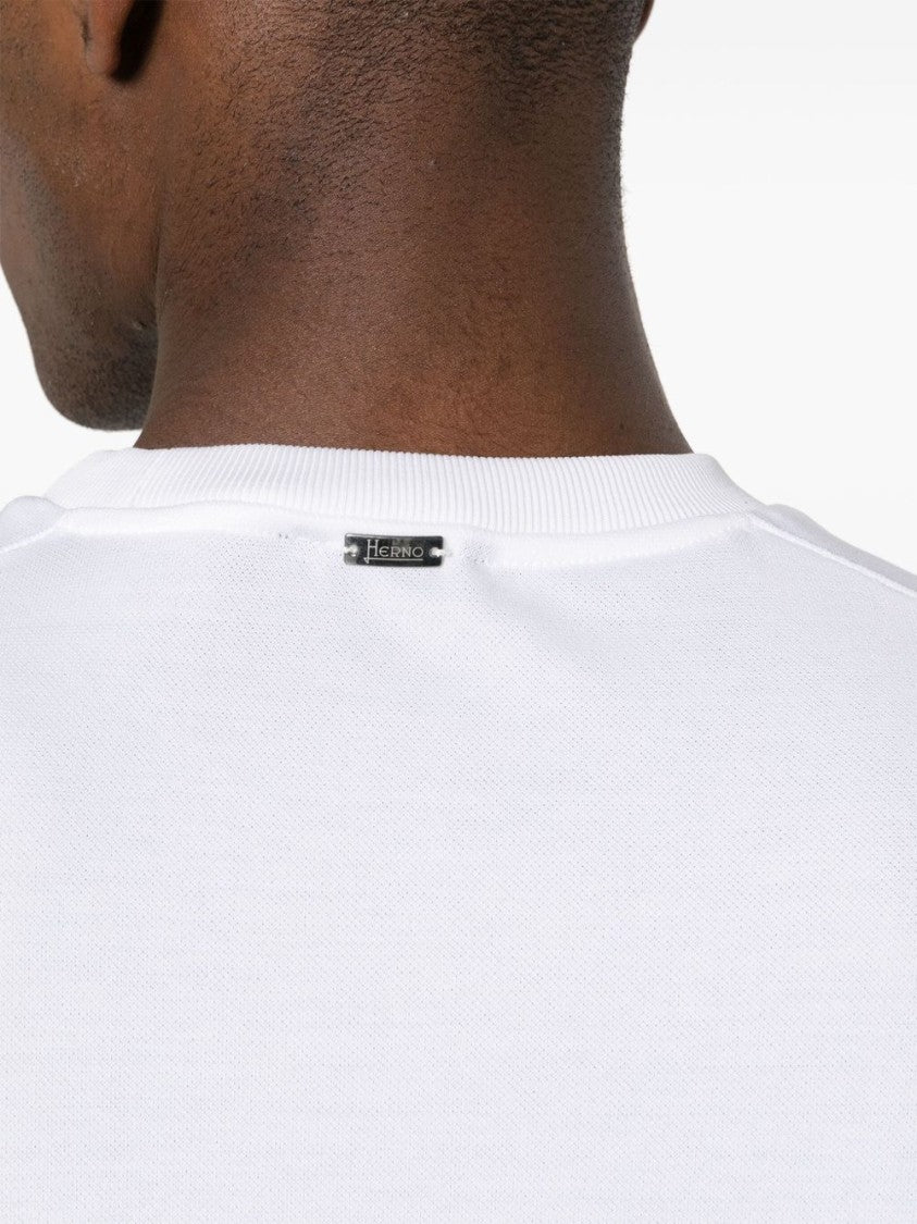 Herno White Stretch-Jersey Ribbed T-Shirt