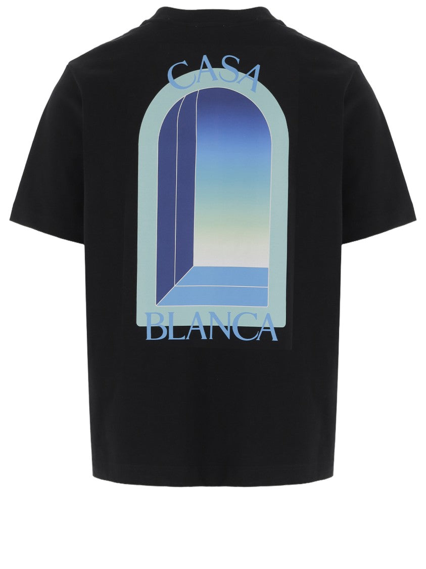 Casablanca Black Logo Print Cotton T-Shirt
