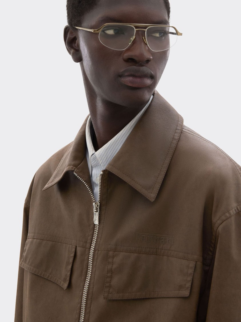 Ferrari Brown Cotton Flap Pocket Bomber Jacket