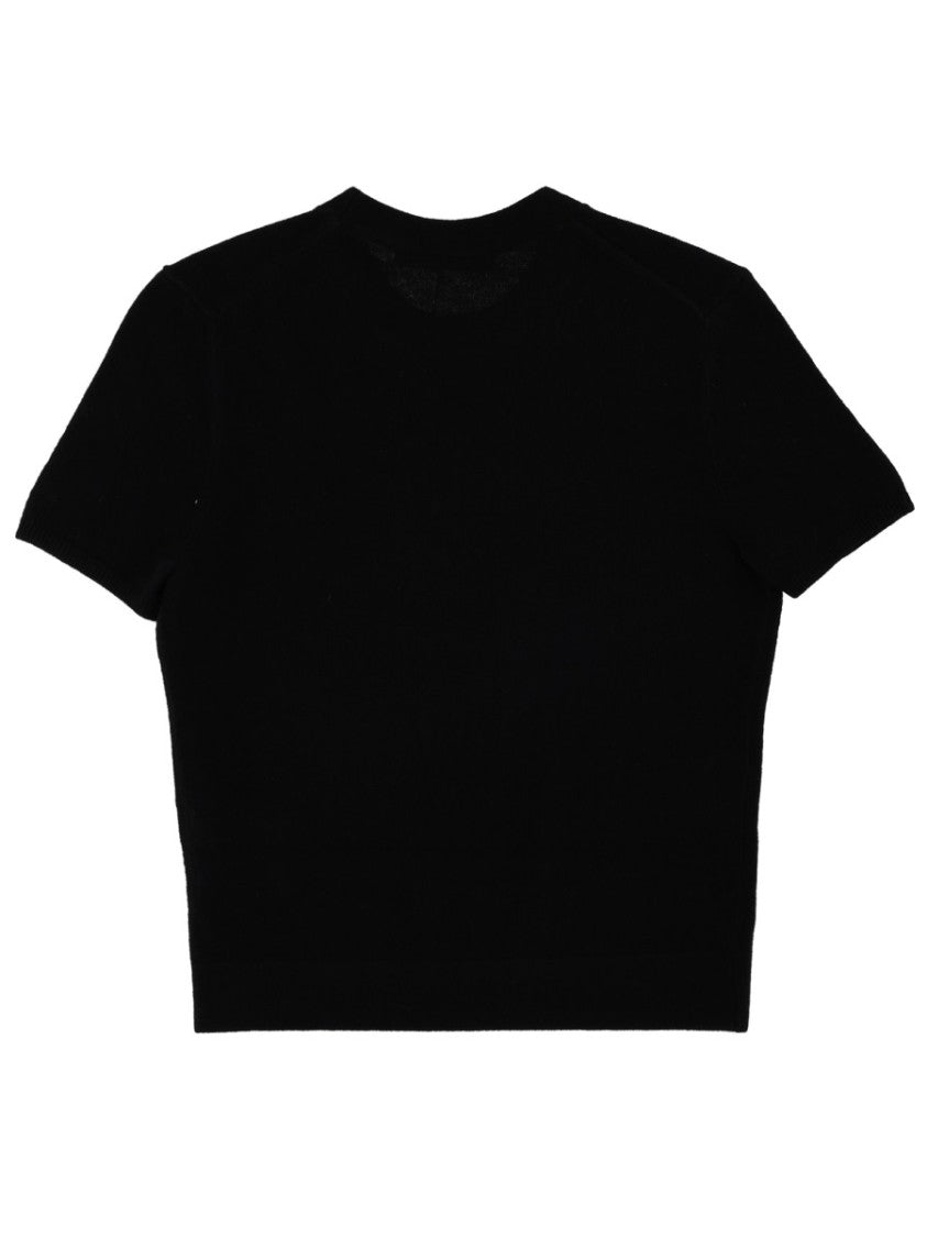 T By Alexander Wang Cropped Black Logo T-Shirt