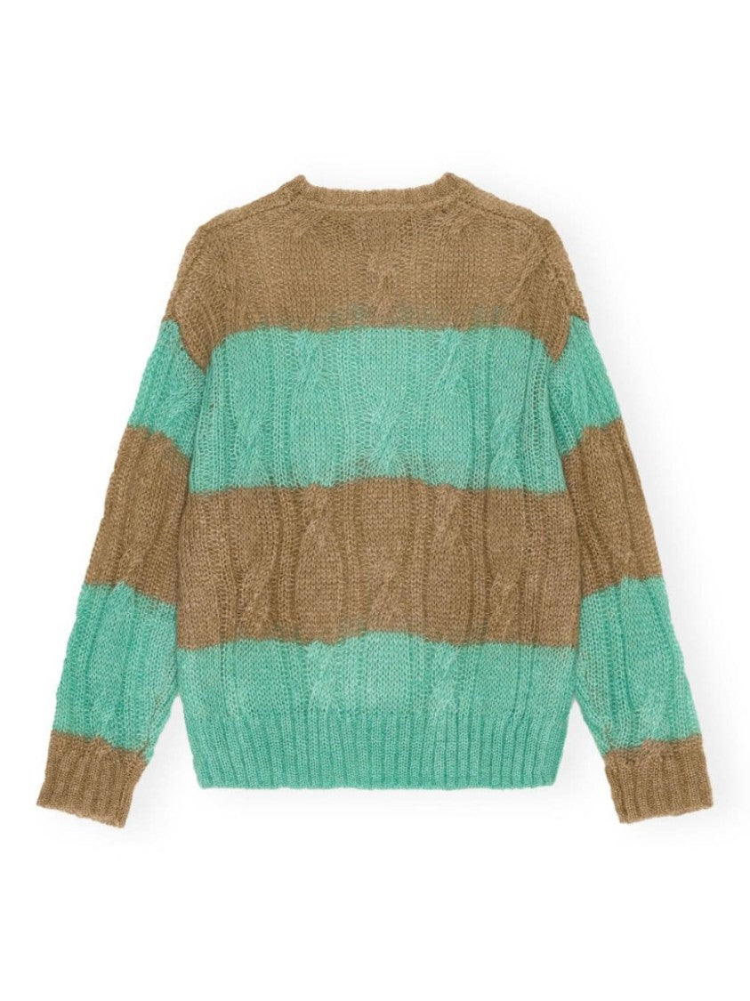 Ganni Striped Cable-Knit Jumper