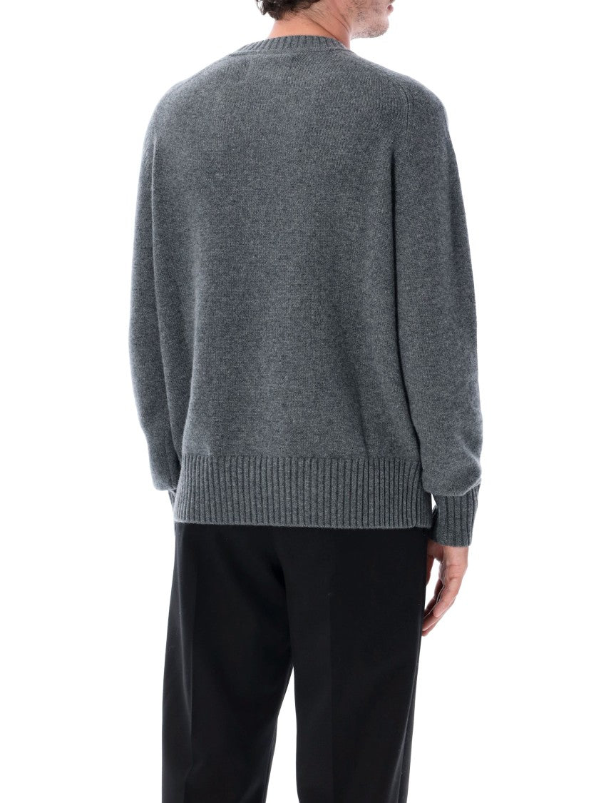 Extreme Cashmere Grey Ordinary Textured Knit Crewneck Sweater