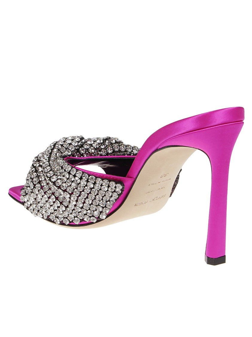 Sergio Rossi Sr Tyra Magenta Satin Mules