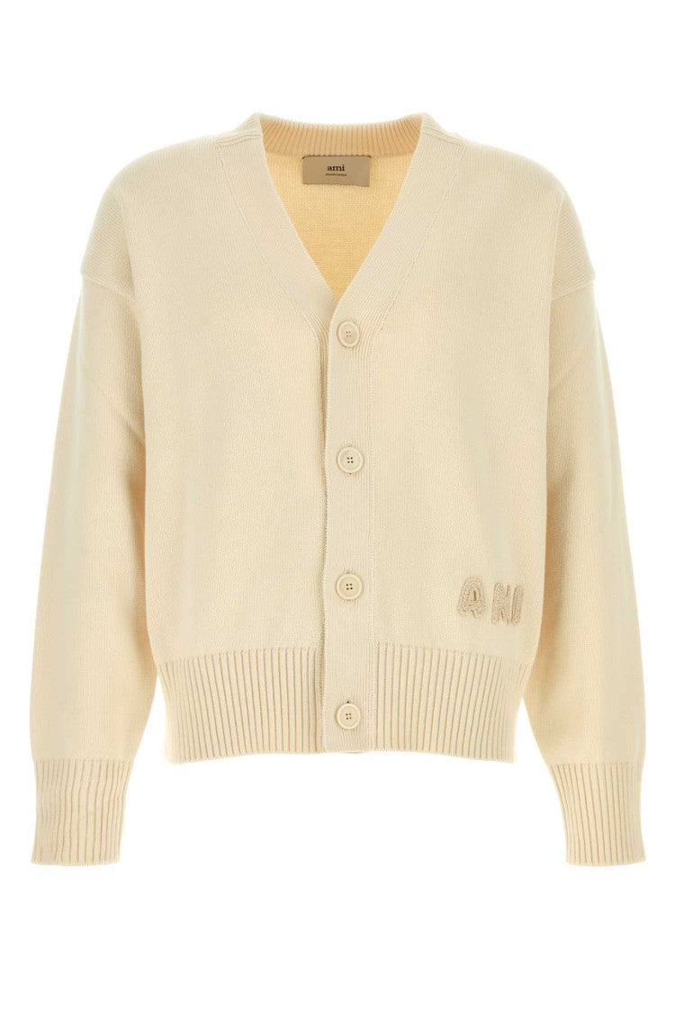 Ami Cream Cotton Blend Cardigan