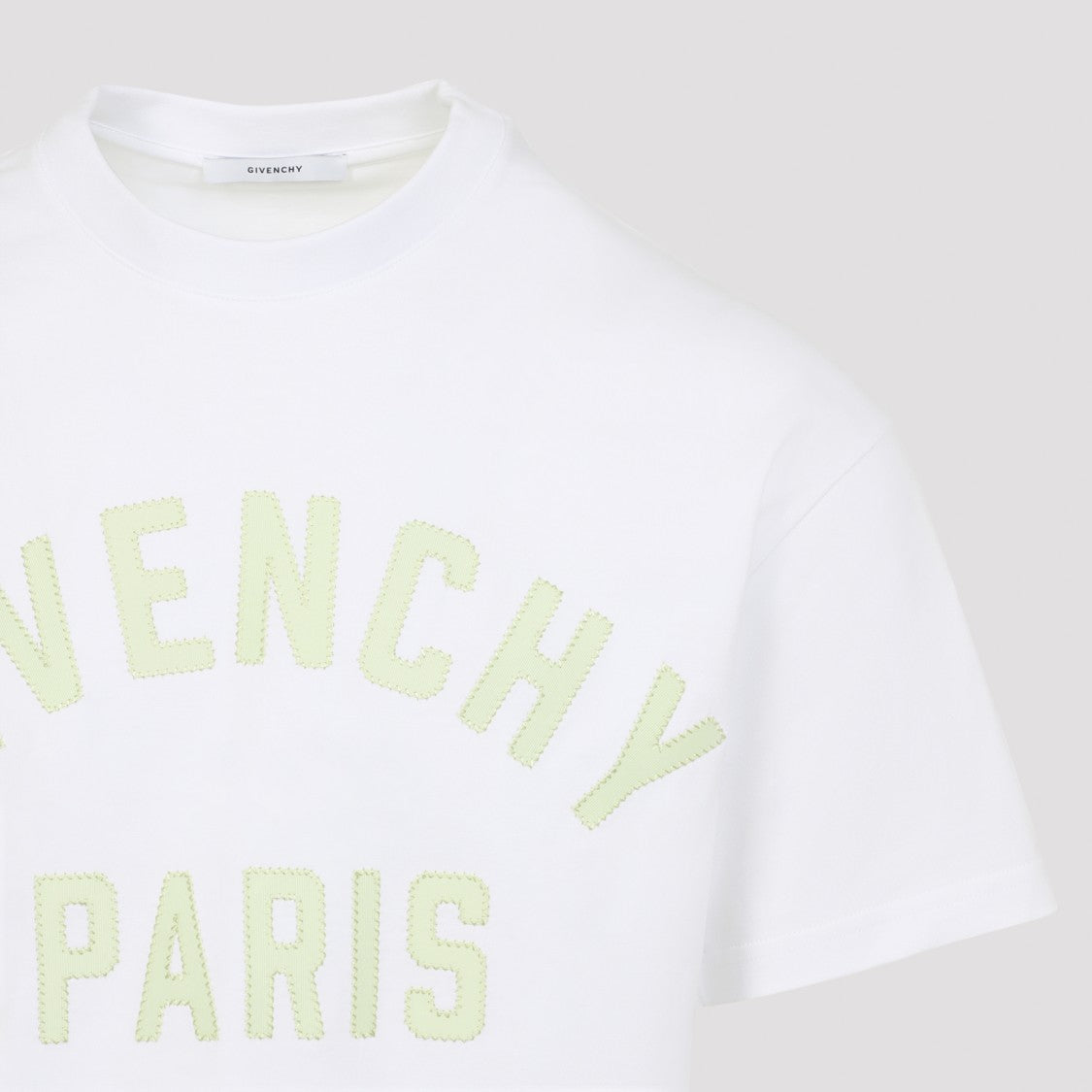 Givenchy White Cotton T-Shirt With Tonal Green Lettering