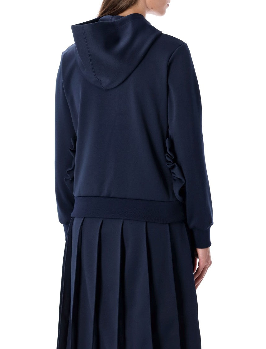 Comme Des Garçons Navy Hoodie With Ruffle Pockets