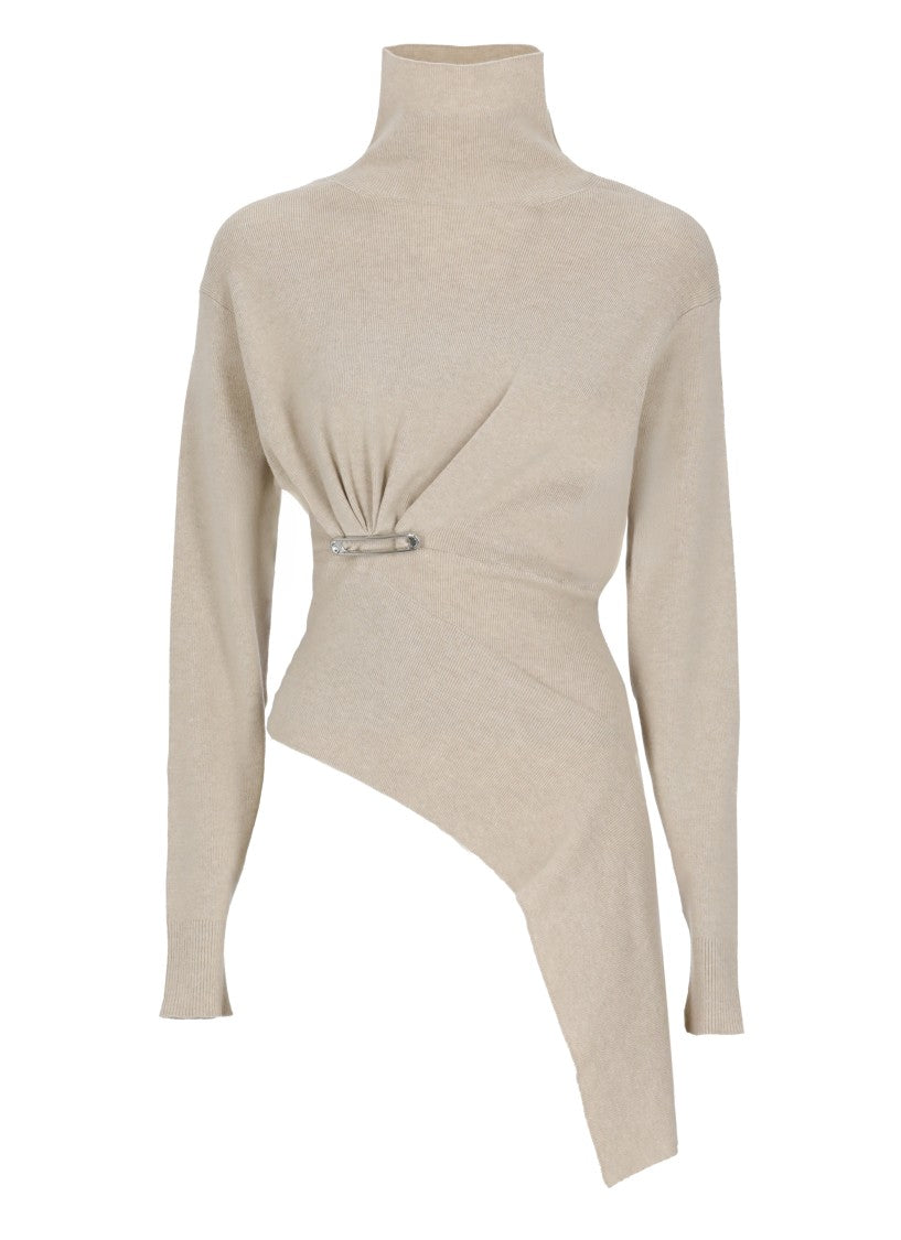 Lanvin Asymmetrical High Neck Ribbed Knitwear By Lanvin