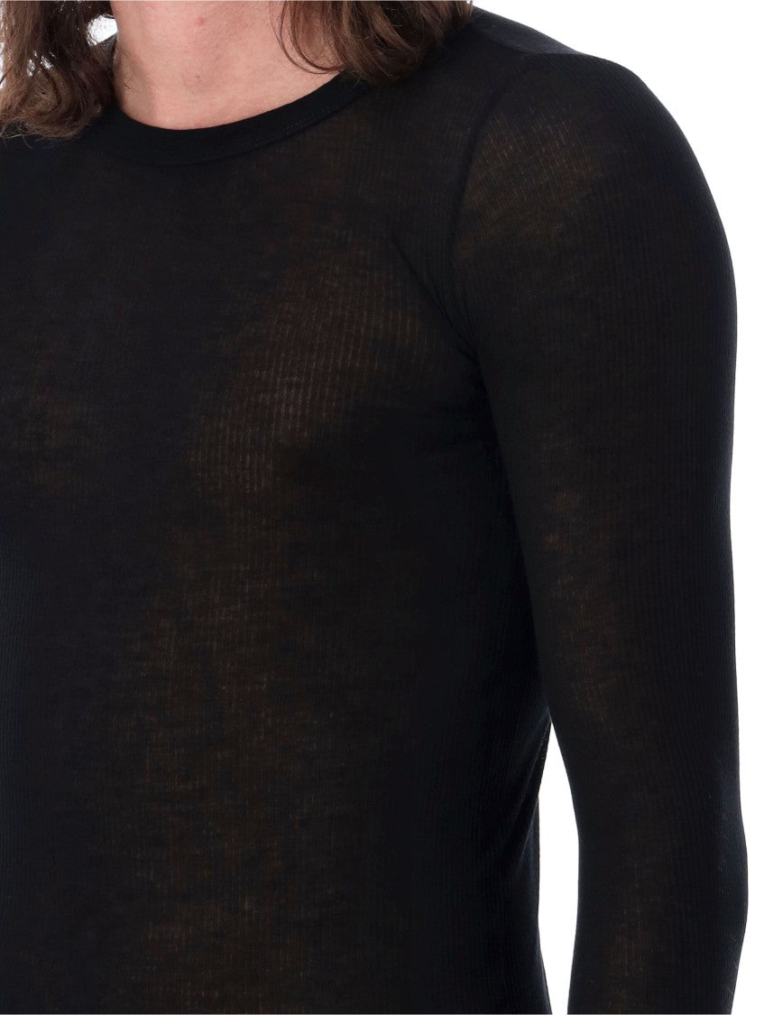 Rick Owens Textured Black Ribbed Tee