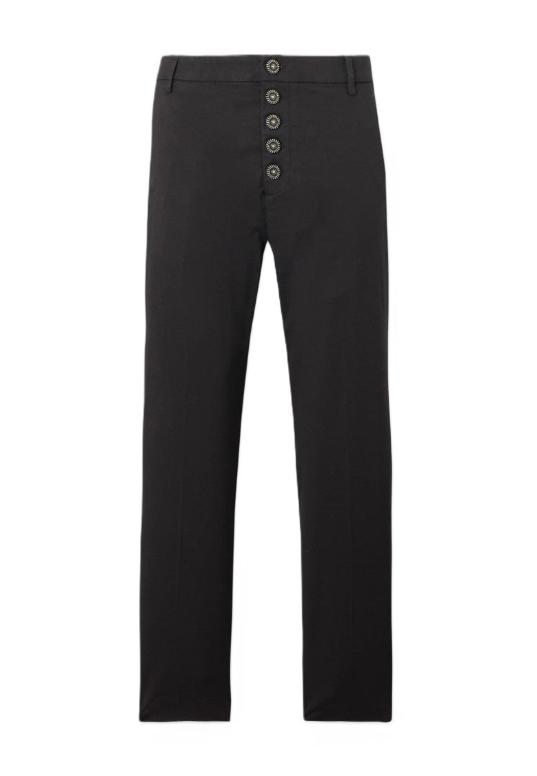 Dondup Black Nima High-Waisted Straight Cropped Pants
