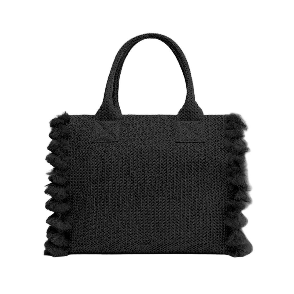 Pinko Raffia Shopping Bag With Contrast Logo And Decorative Details