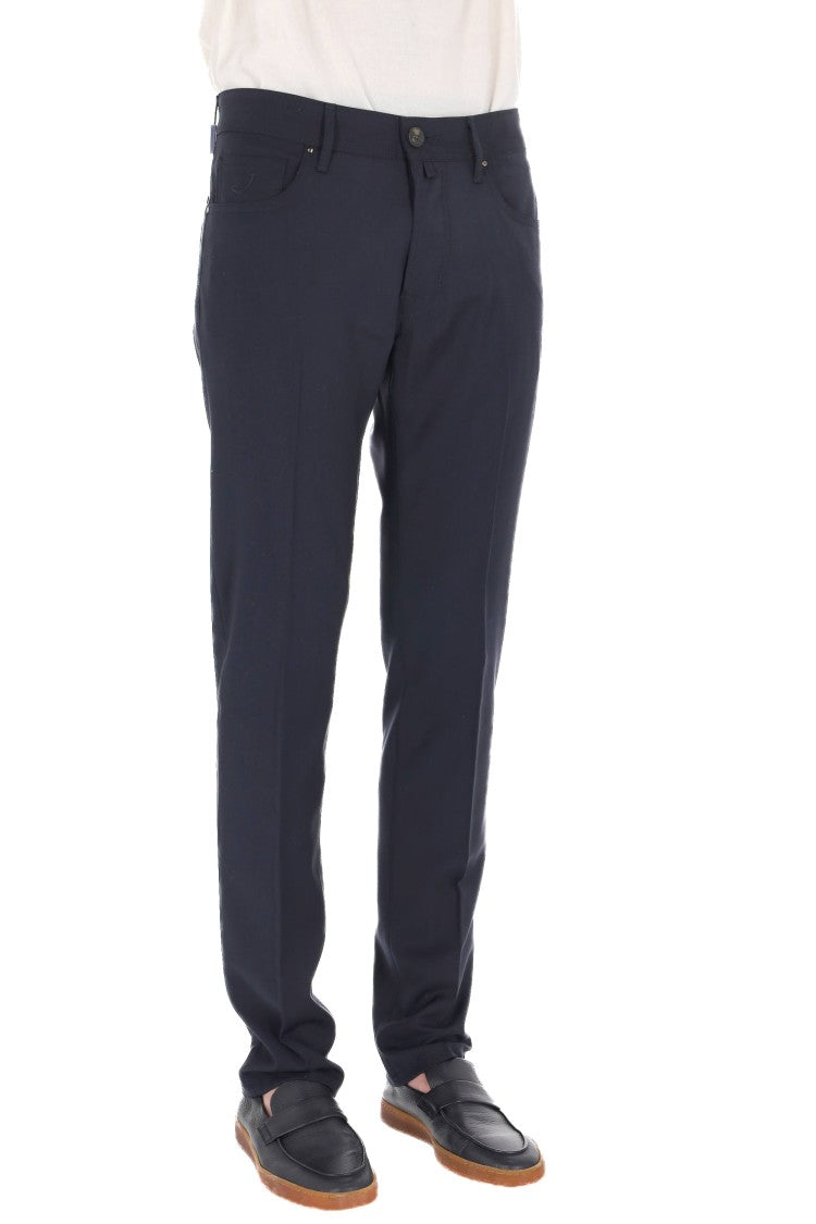 Jacob Cohen Blue Bard Fresco Wool Pants