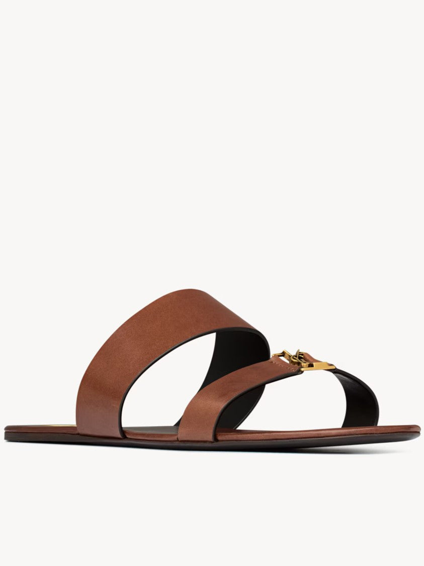 Saint Laurent Brown Babylone Flat Sandals