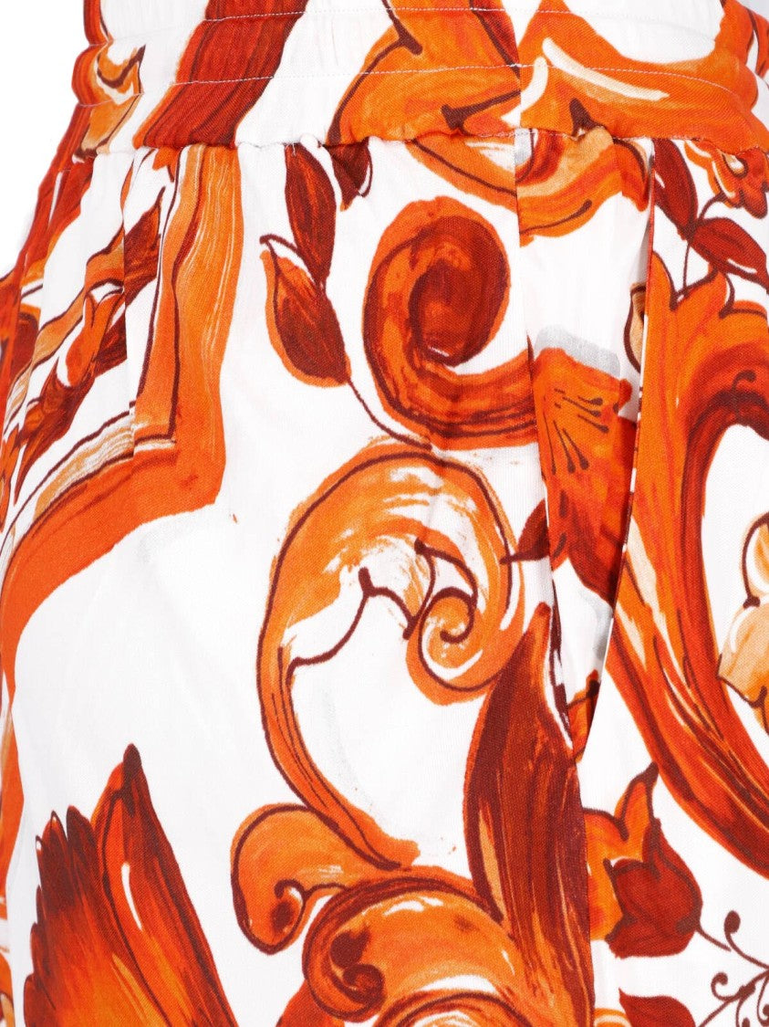 Dolce & Gabbana Multicolor Majolica Viscose Straight-Leg Pants