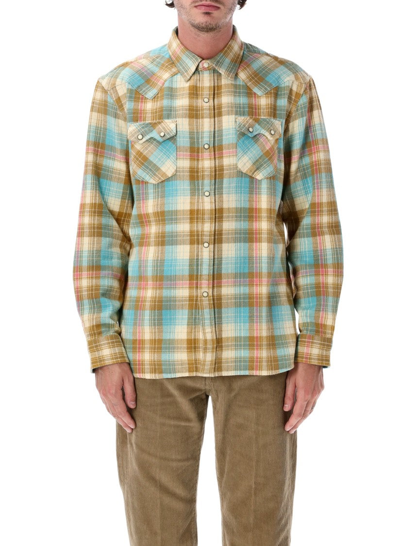 Fortela Josh Plaid Brushed Cotton Flannel Western Casual Shirt