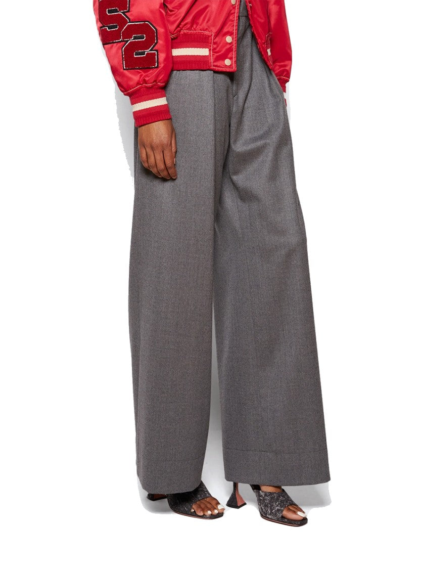 Amina Muaddi Lupita Denim Slipper Sandals Acid Grey