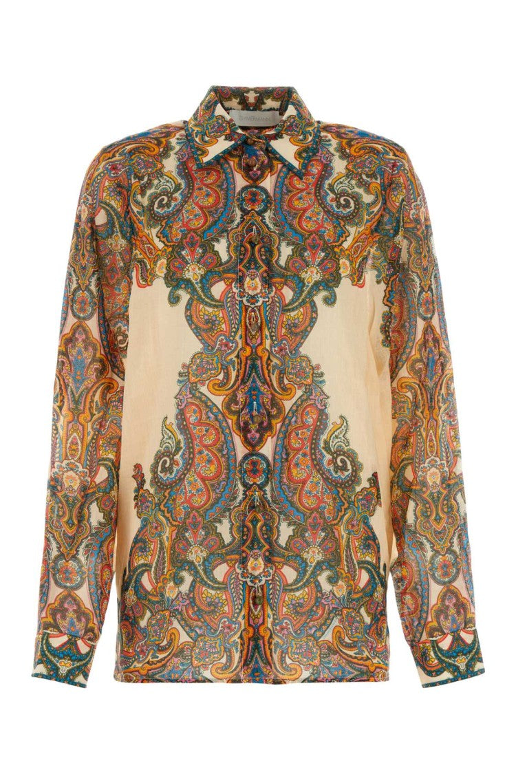 Zimmermann Printed Ramie Oversize Ottie Shirt