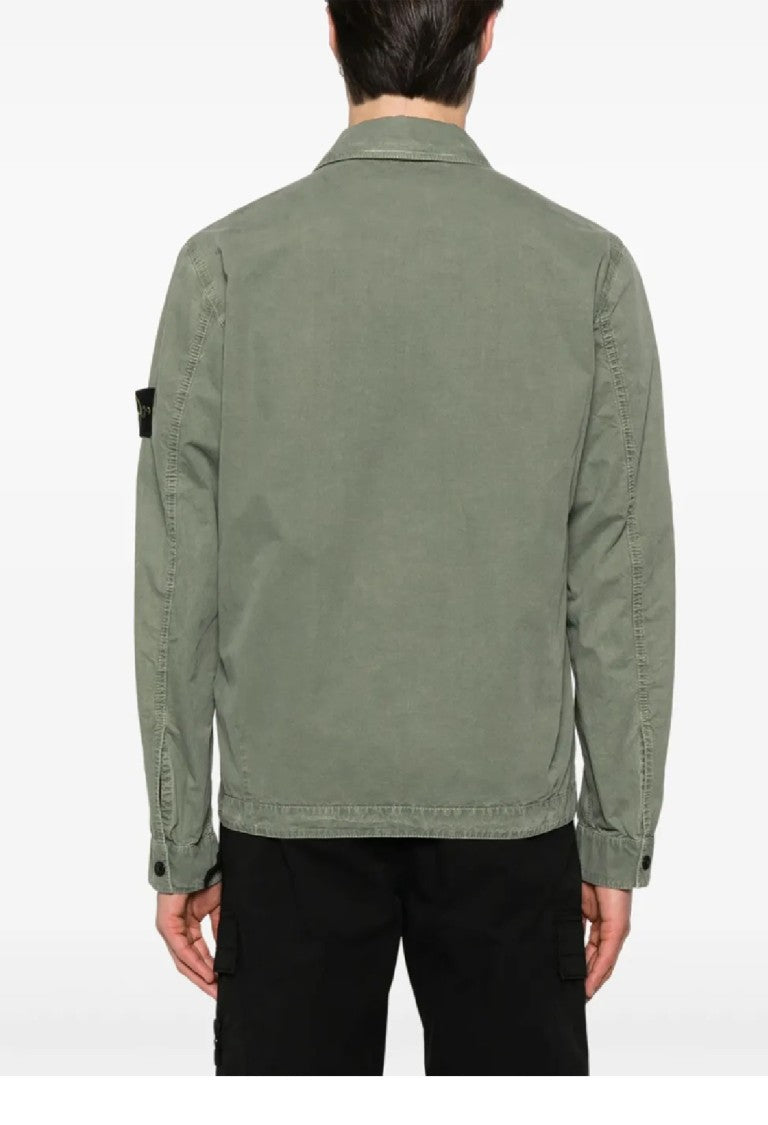 Stone Island Relaxed-Fit Cotton Overshirt With Zip Closure