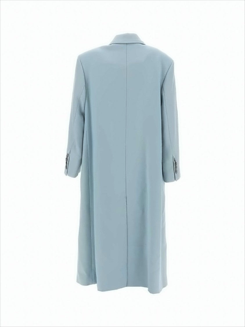 Ami Mid-Length Tailored Coat In Muted Light Blue