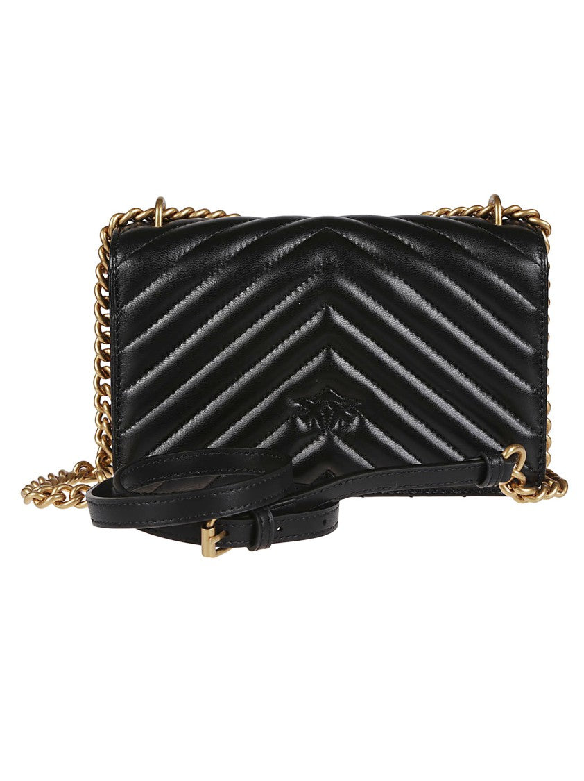 Pinko Love One Mini Chevron Quilted Nappa Leather Shoulder Bag