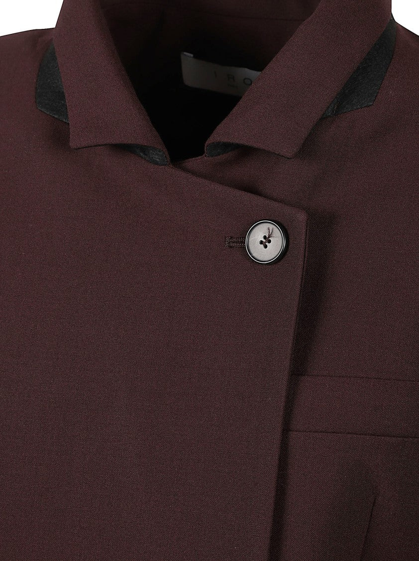Iro Tailored Deep Burgundy Double-Breasted Jacket With Black Detailing