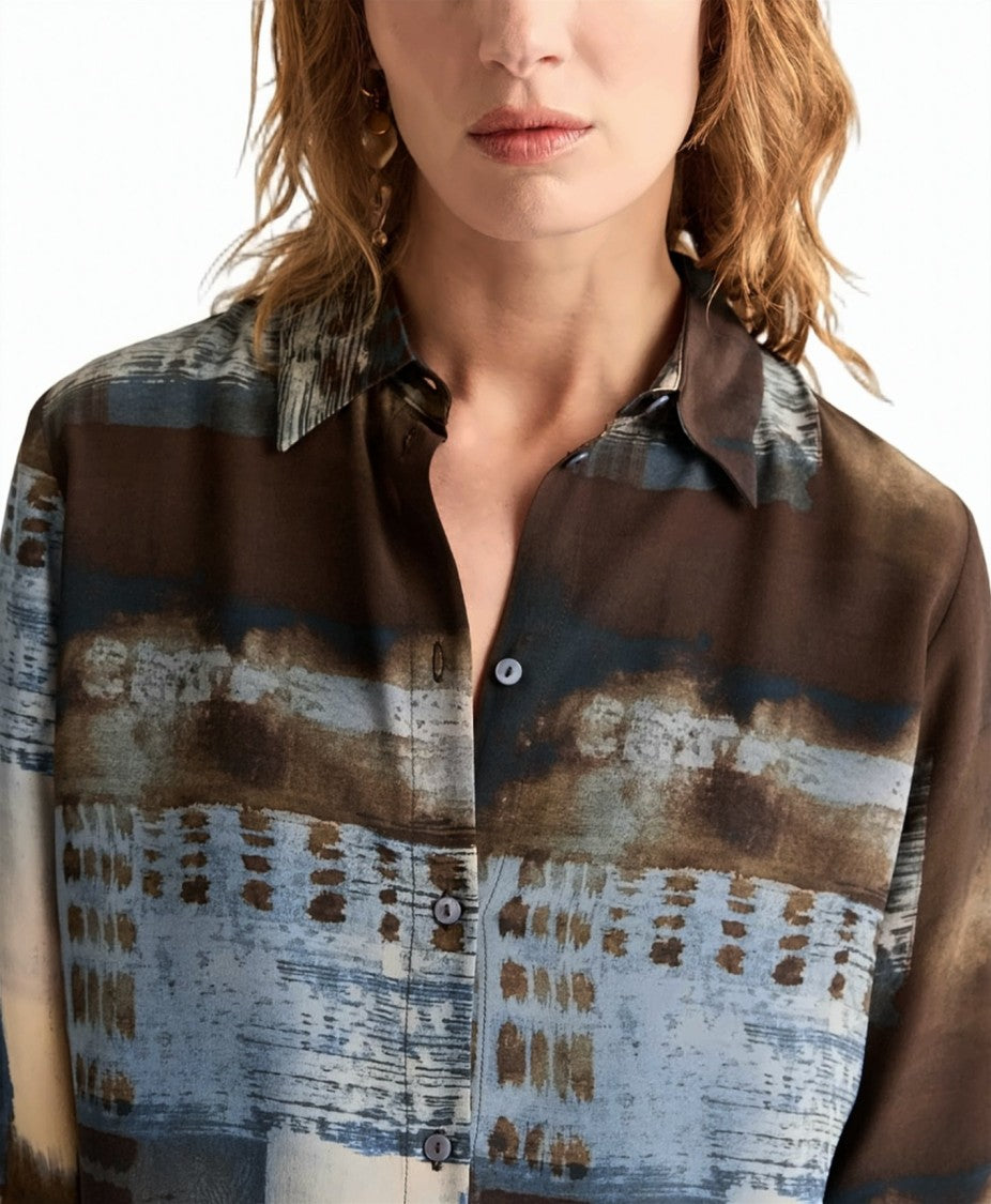 Momonì Meudon Oversized Printed Silk Crêpe De Chine Shirt