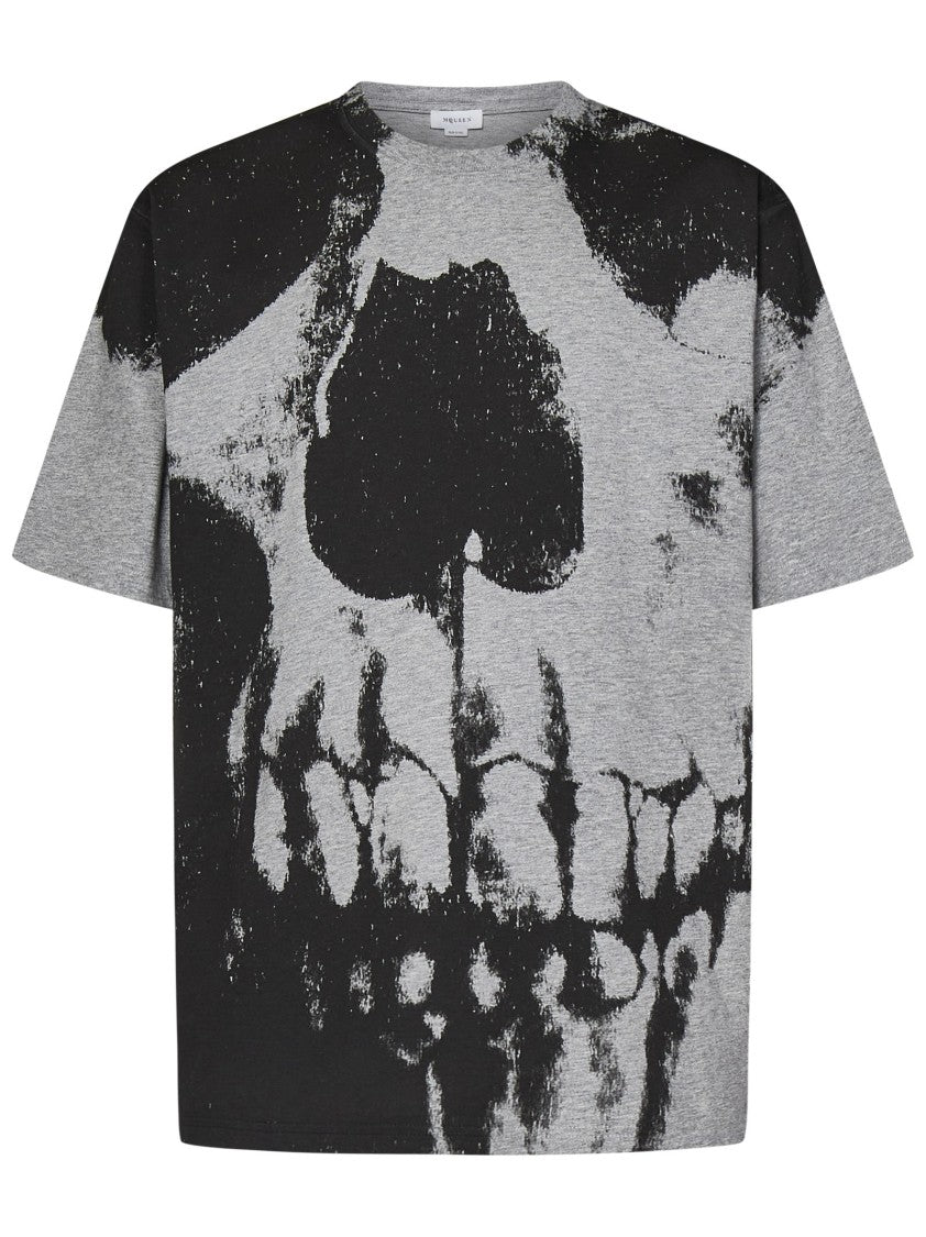 Alexander Mcqueen Relaxed Fit Grey T-Shirt With Striking Skull Graphic