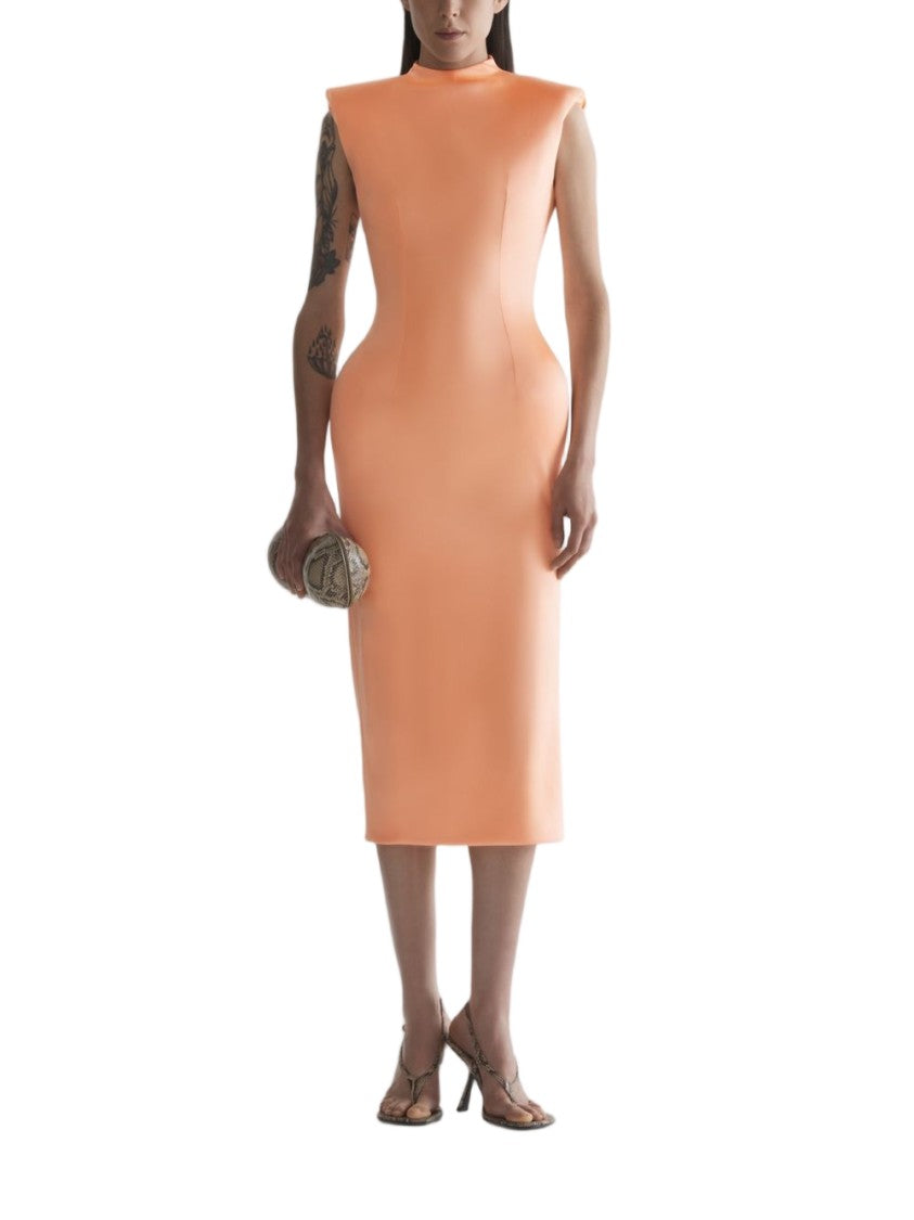 Mugler Minimalist Sleeveless V Neck Midi Dress