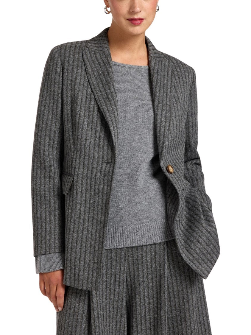 Elena Miro` Grey Structured Viscose-Blend Blazer