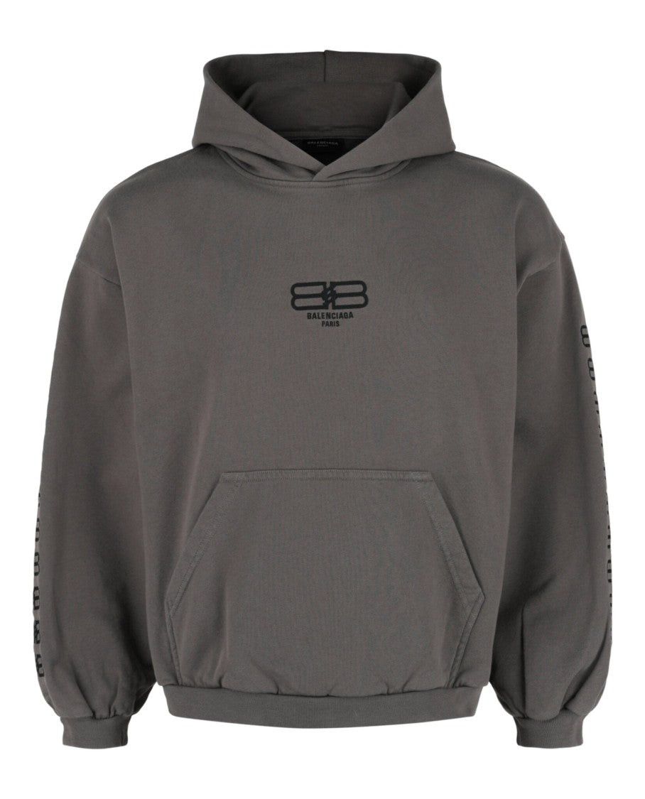 Balenciaga Fitted Hooded Sweatshirt With Embroidered Logo Accents