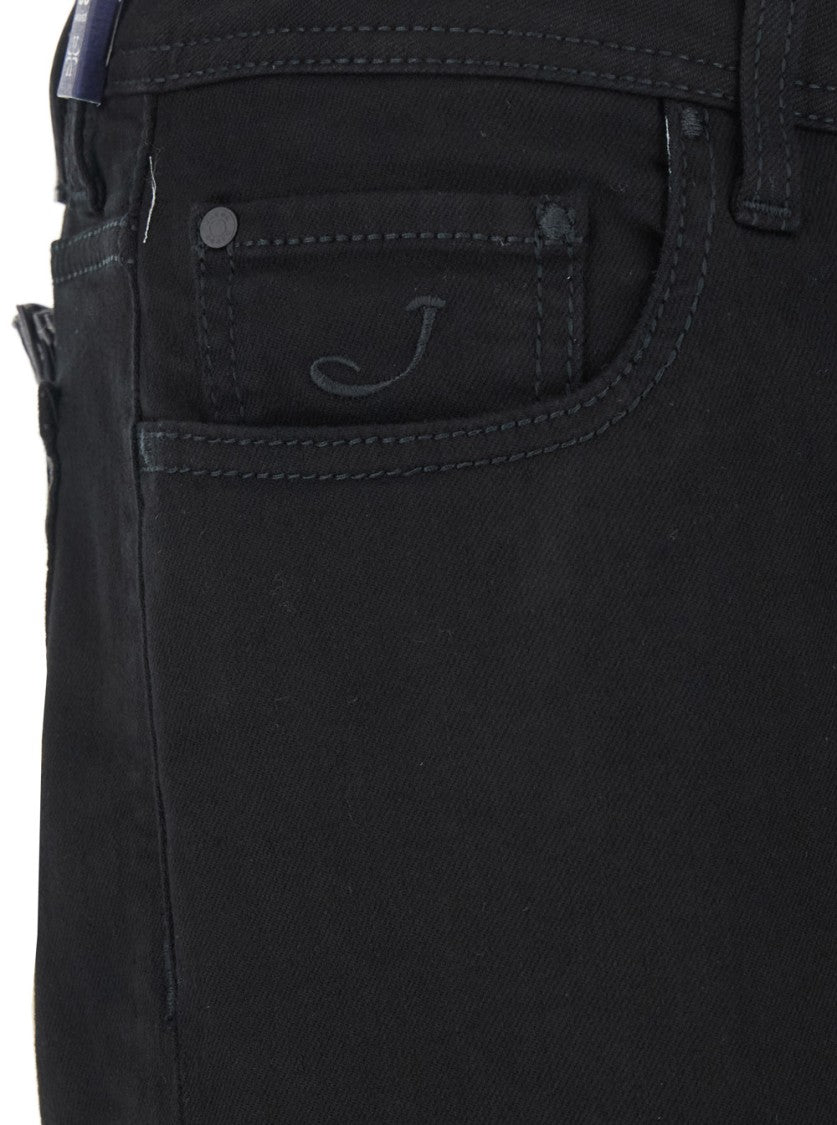 Jacob Cohen Straight-Leg Black Pants With Five-Pocket Design