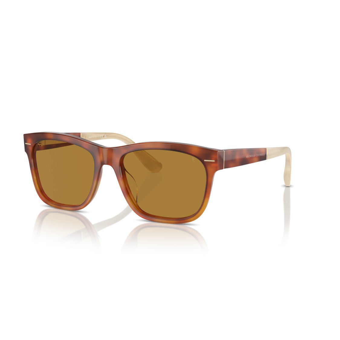 Brunello Cucinelli 0Bc4003s Rectangular Tortoiseshell Sunglasses With Brown Tinted Lenses